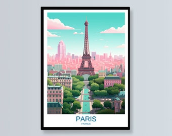 Paris Eiffel Tower Art Print, France Travel Poster
