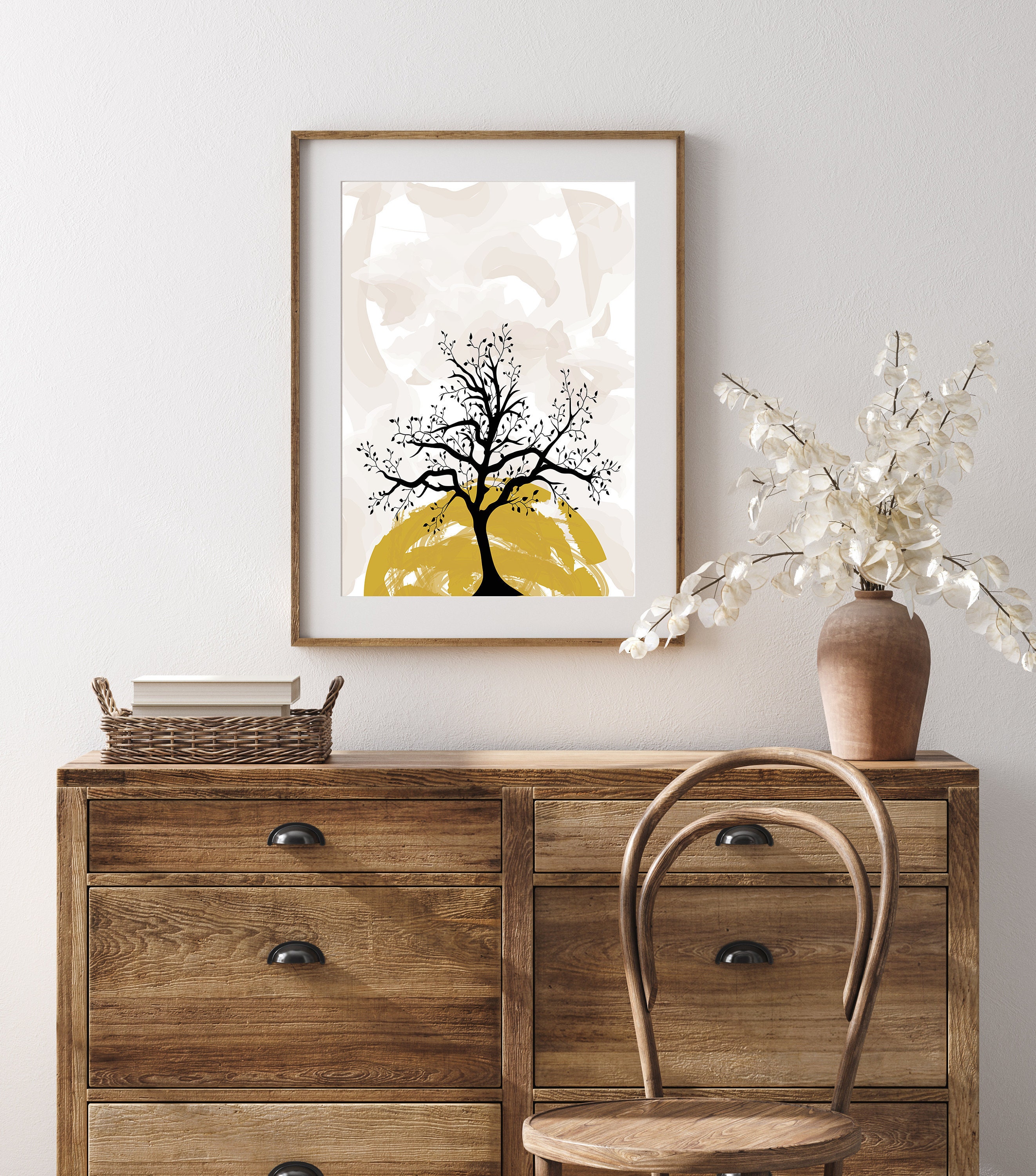 Decoración de la pared del árbol del siglo medio arte | Etsy