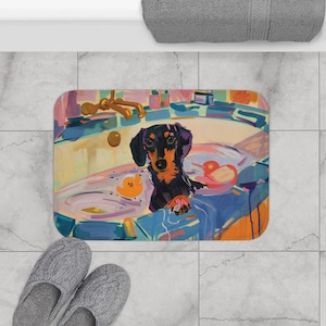Dachshund Bathroom Mat, Dachshund Bath Mat, Shower Mat, Sausage Dog Bathroom Rug, Funny Dachshund Decor Mat, Dog Lover Bath Mat