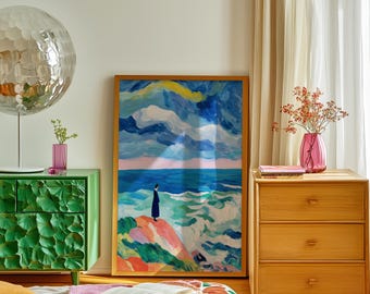 Matisse Art Ocean Scene Poster, Colorful Seascape Figure Painting Wall Art