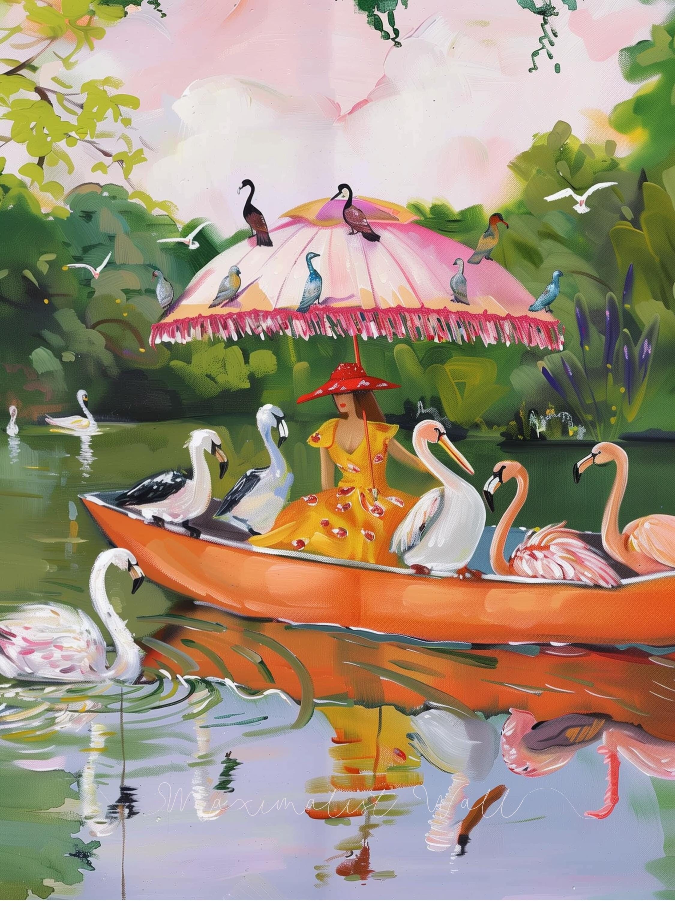 Waterbirds - Fine Art Print, Giclee Print, Animal Art, Whimsical Art Print, French Wall Art, Whimsical Art, Art Print, Bird Art, Fine Art