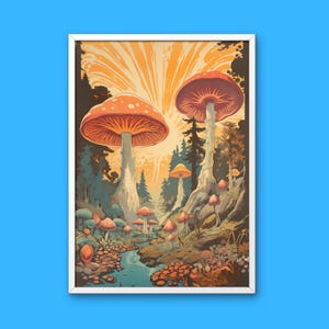 Magical Mushroom Forest Art, Enchanting Digital Artwork, Mystical Nature Design, Fantasy Wall Art, Vibrant Digital Mushroom Wall Art