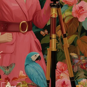 The Birdwatcher, Dopamine Decor, Fine Art Print, Maximalist Wall Art, Whimsical Art Print, Bird Art, Collection of Birds, Eclectic Wall Art 画像 8