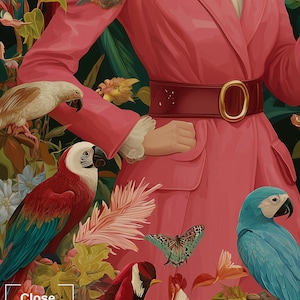 The Birdwatcher, Dopamine Decor, Fine Art Print, Maximalist Wall Art, Whimsical Art Print, Bird Art, Collection of Birds, Eclectic Wall Art 画像 6