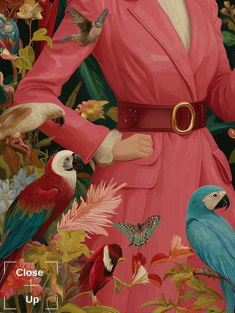 The Birdwatcher, Dopamine Decor, Fine Art Print, Maximalist Wall Art, Whimsical Art Print, Bird Art, Collection of Birds, Eclectic Wall Art 画像 6