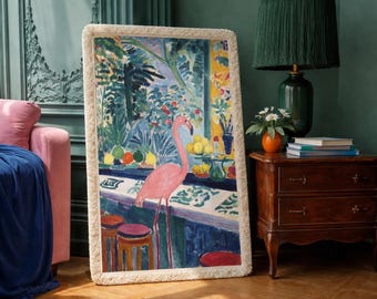 Vibrant Flamingo Still Life Print, Maximalist Tropical Wall Art (Fine Art Paper)