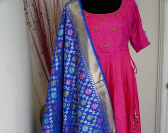 Raw silk anarkalis with ikkat dupattas online 2025