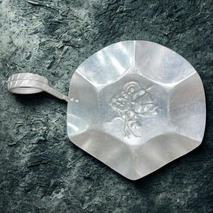 Vintage Wrought Aluminum Serving Tray, Trinket Platter,Fluted Nasco Mint Dish, Embossed Floral Design,Metal,Rolled Handle,1950’s,Shabby Chic