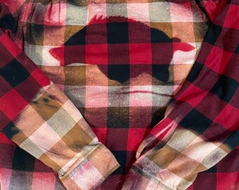 Bleached flannel, hog shirt, razorback pig, Sporting Event Shirt, Festival Wear, Arkansas