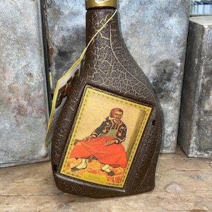 Collectible Whiskey Bottle, Jim Beam Bottle , art glass, leather like bottle, collector’s whiskey jug