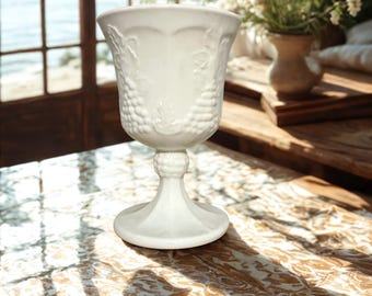 Vintage Indiana Glass Harvest Grape Milk Glass Goblet: Mid-Century Barware
