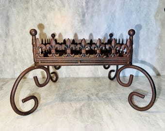 Metal Fleur De Lis Plant Stand: Square  Garden Decor, Porch Patio Accent, French Country Home And Garden