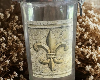 Fleur De Lis Spaghetti Jar: French Country Kitchen Pasta Canister