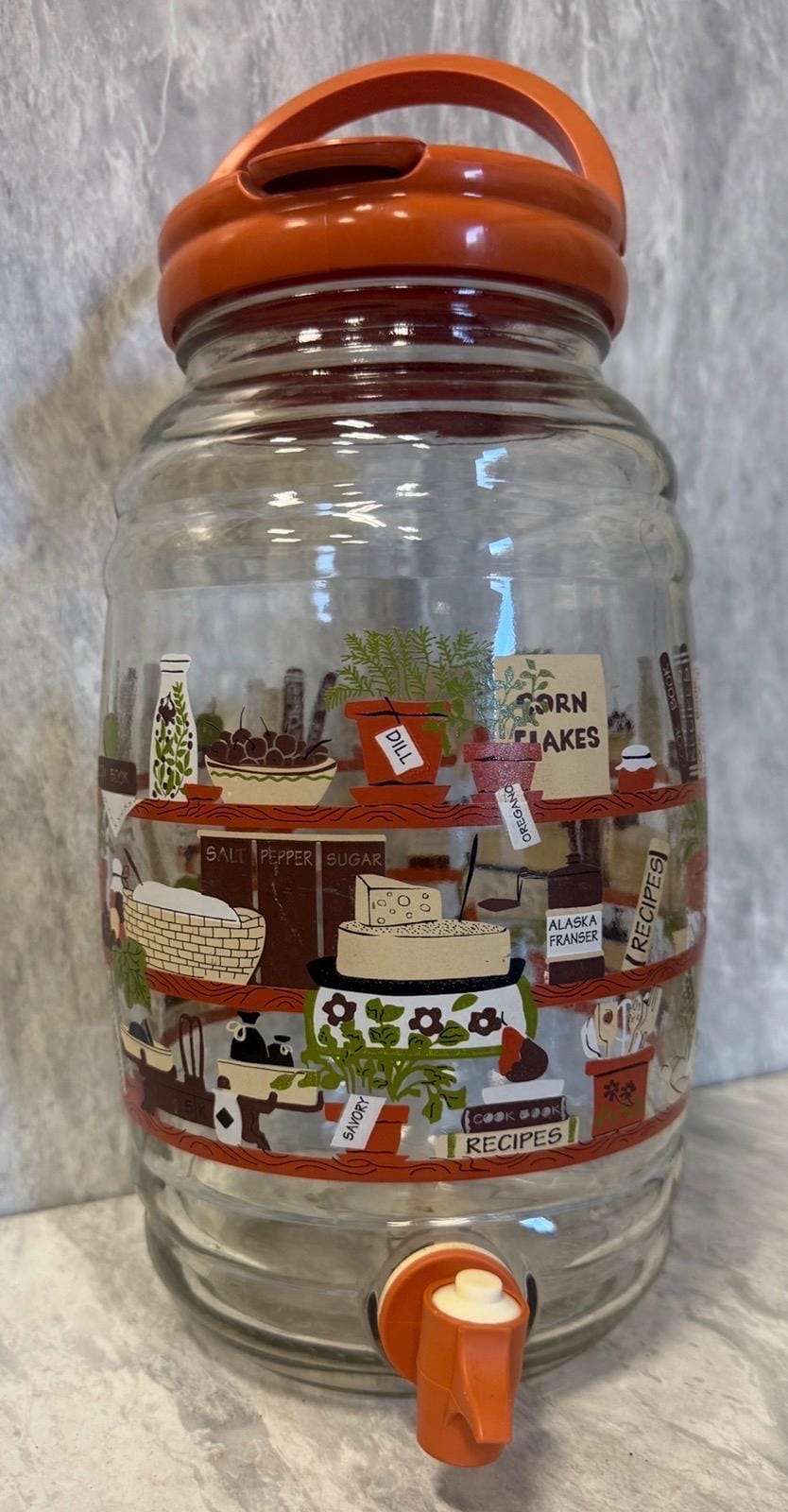 Vintage Orange Glass Jar With Lid - Etsy