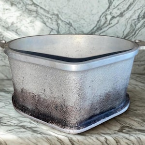 Vintage Guardian Hammered Aluminum Pot, Midcentury Kitchen Pan, Silver colored Planter