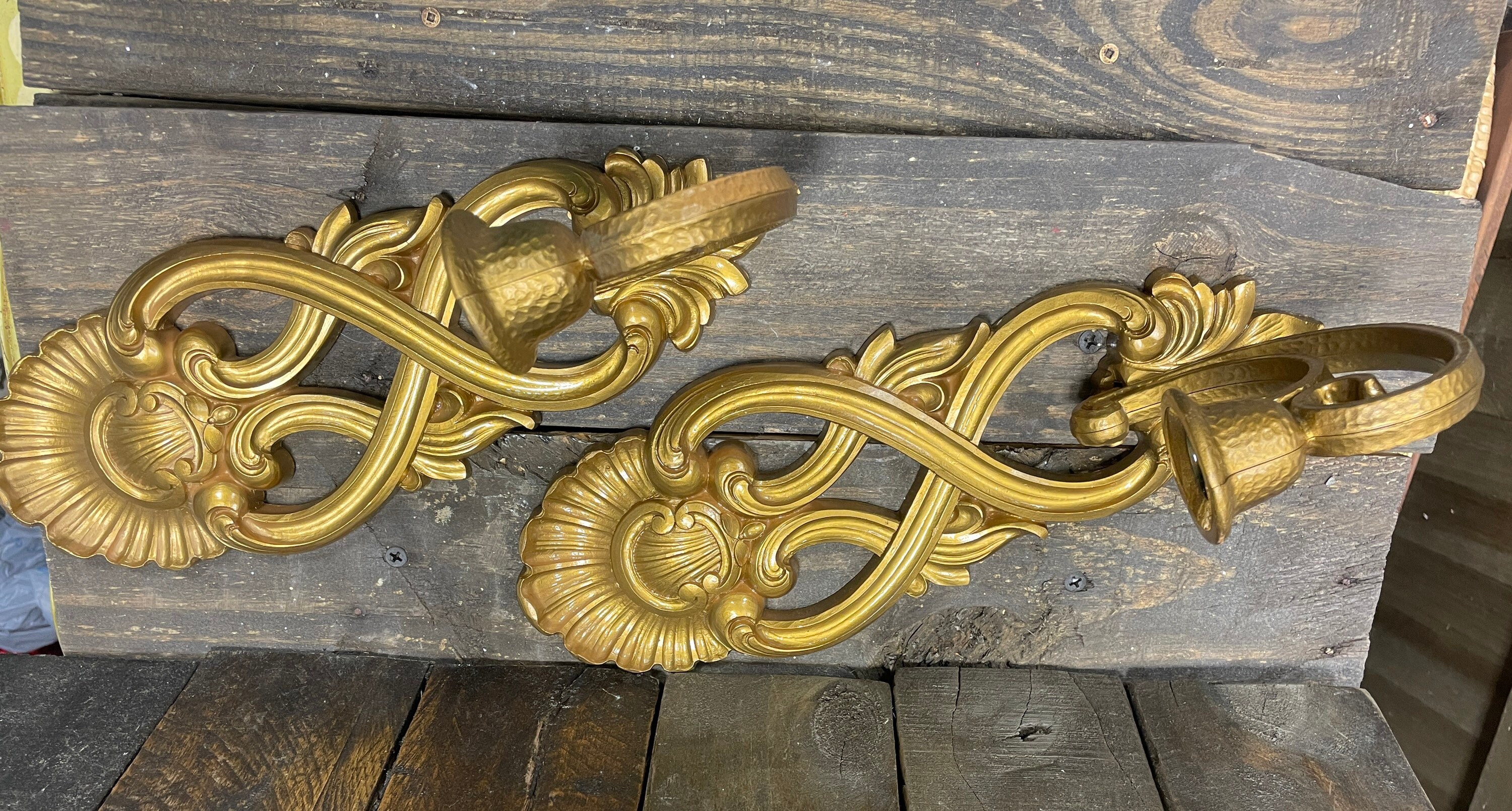 Vintage Gold Sconces Small Gold Wall Decor Candle Holders Etsy