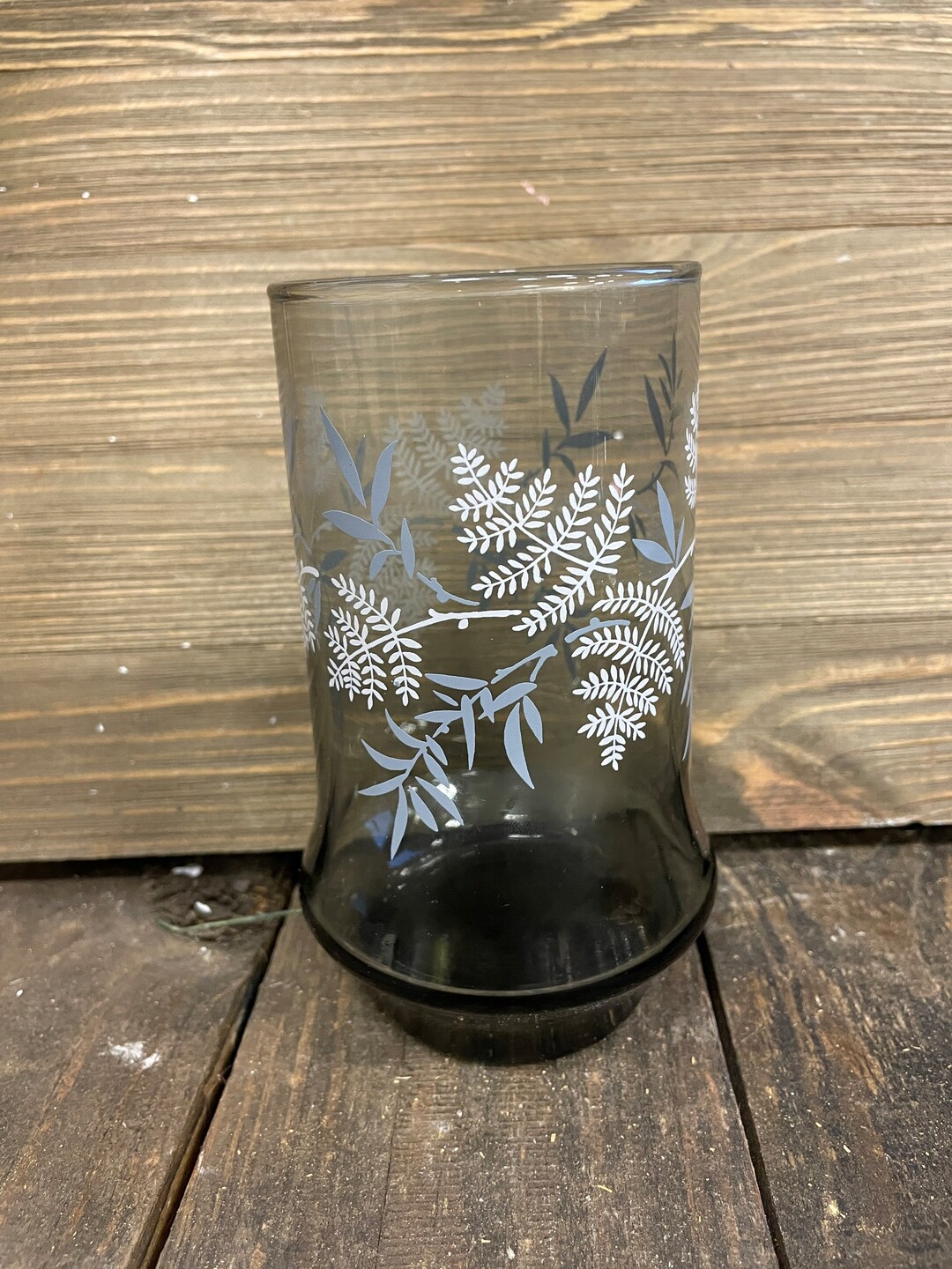 Vintage Water Glasses, Set of Eight,smokey Colored Floral Drinking ...