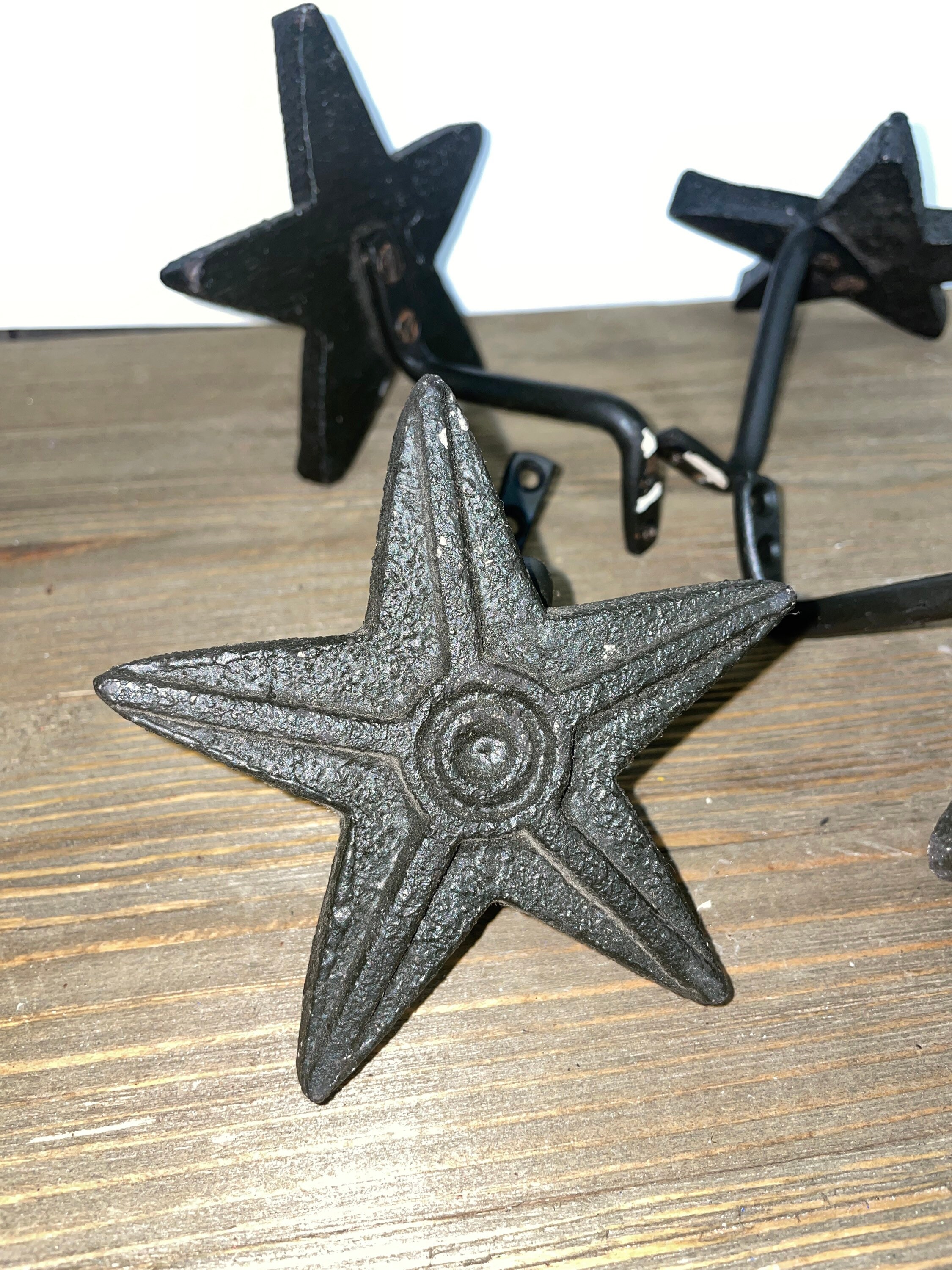 Cast Iron Star Shaped Wall Hooks vintage Iron Western Wall Decor cabin Decor lodge man Cave Cowboy set of Four coat Hooks hat Hook wrought Etsy