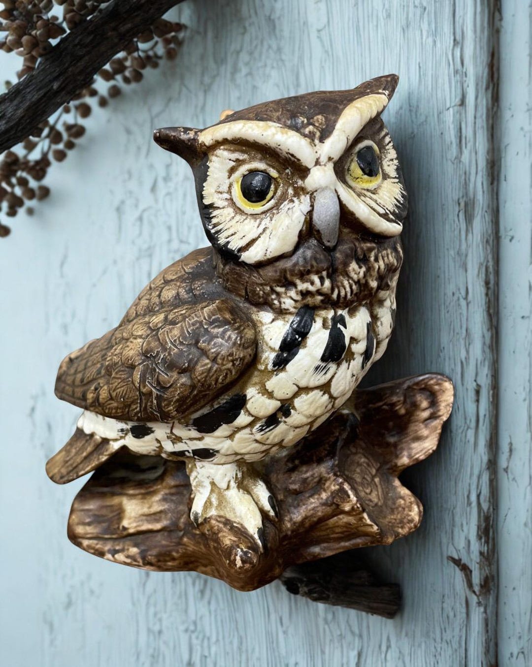 Owl Figurine, Vintage HOMCO Owl Statue, Porcelain Owl