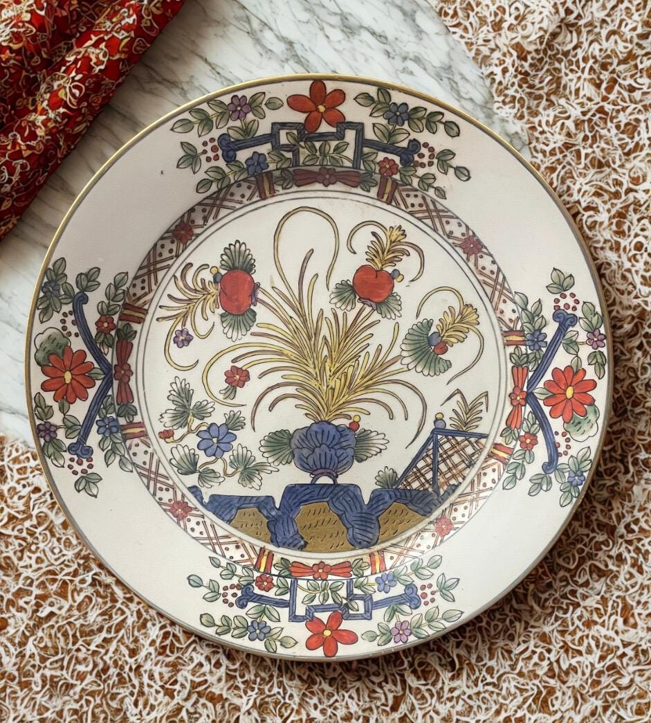 Vintage Asian Plate,chinese Collectible, Home Decor, Blue and