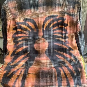 Custom Bleached Flannel Shacket: Angel Wings, Boho Festival Shirt