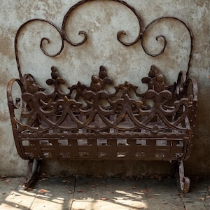 French Wrought Iron Magazine Rack, Hand Forged Decorative Storage, Hand Crafted French Country Iron Towel Holder, Louisiana Decor