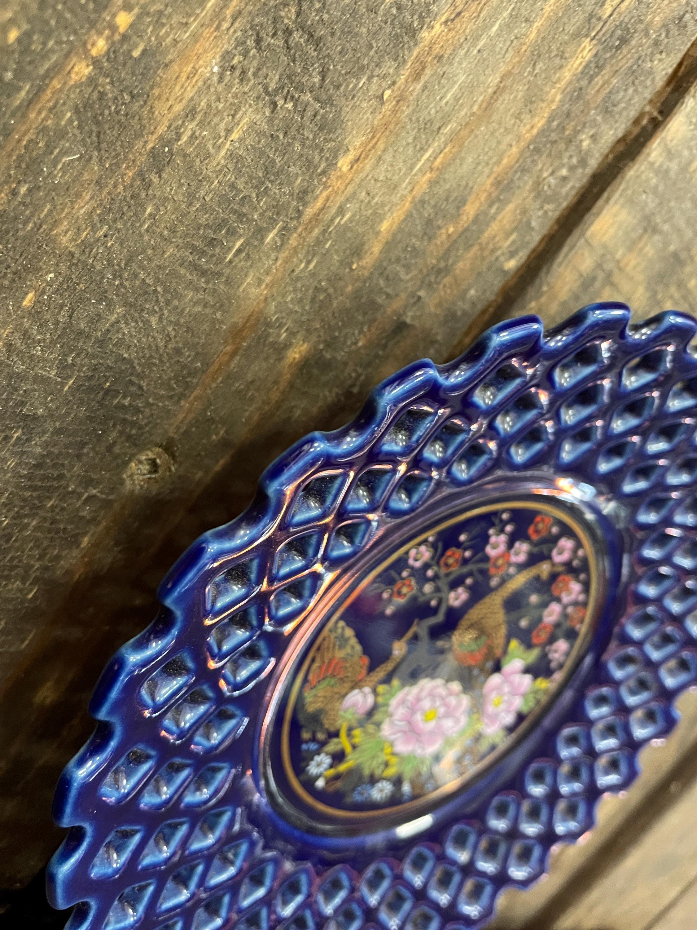 フレスコ　 ibushi plate blue 4-pc Mizuki Soup Plates, Bone China Plates, Cobalt Blue