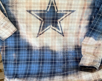 Bleached Flannel, Cowboy Shirt, Texas Star Custom Flannel,