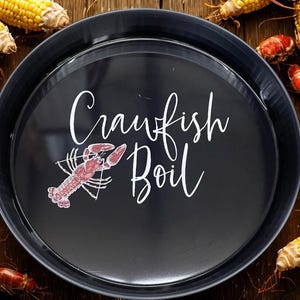 Crawfish Lap Trays,Serving Platters,Outdoor Picnic,Crawfish Boil,Shrimp Boil,Metal TV tray, Round Dinner Kitchen Tray,Cajun Christmas Gift