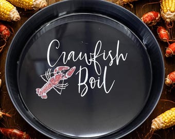 Crawfish Boil Lap Tray: Metal Seafood Serving Platter, Cajun Gift
