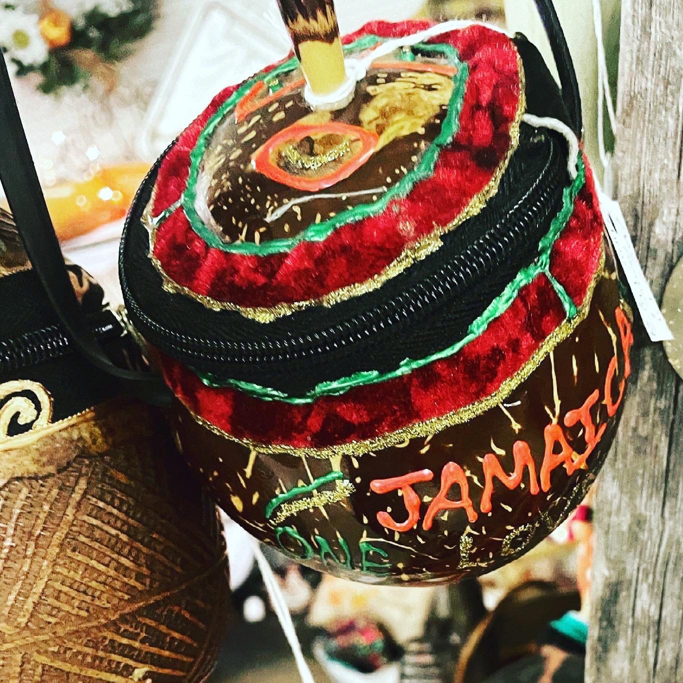 Sac à Main Vintage Unique En Noix De Coco - Fait Main Pérou - Thème Hiboux & étoiles