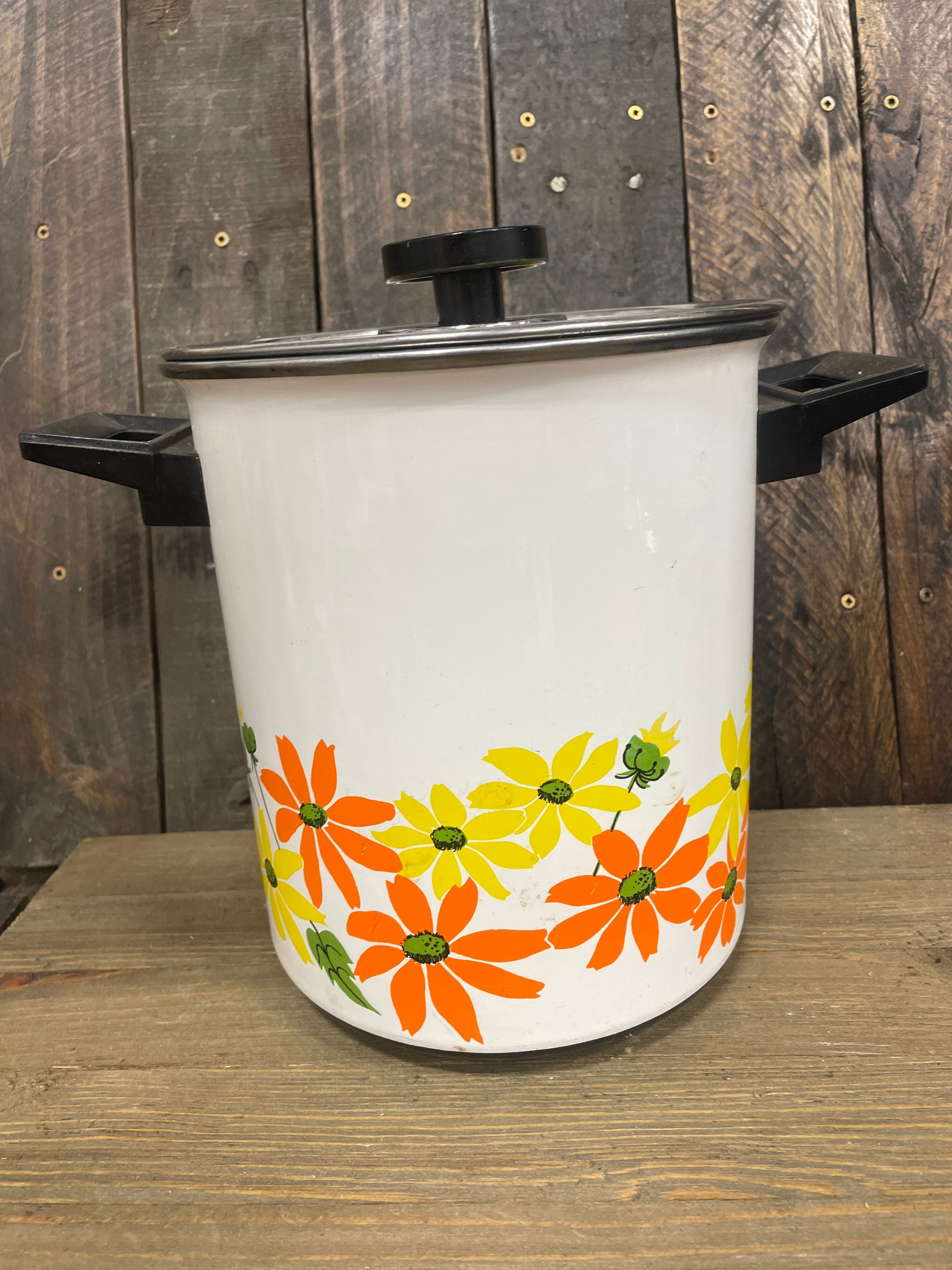 Vintage Steam Pot, Steamer, Enamelware, Retro Kitchen Appliance 
