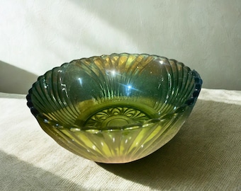 Vintage Anchor Hocking Green Glass Bowl: Mid-Century Modern Serving Dish