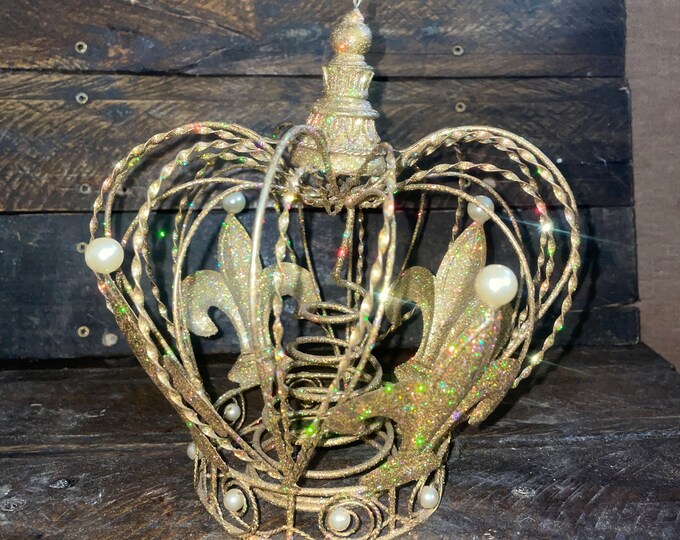 Crown Tree Topper Fleur De Lis Crown Mardi Gras Decor Etsy