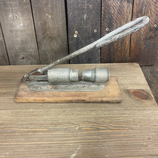 Antique Nut Cracker,Pecan Sheller,Vintage,Industrial Decor,Man Cave,Primitive, Rustic,Wood and Iron, Masculine,Man Gift,Christmas, Holiday