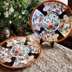 Oriental Plates, Asian Inspired Porcelain, Fall Colored Plates, Macau China Decor, Maximalist Decor, Wall Art, Display Plates