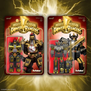 Power Morphicon Black and Gold Megazord & Dragonzord Set ReAction Figures by Super7