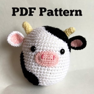 Cow &quot;Croshanimallow&quot; Crochet Plush PDF Pattern | Squishmallow Amigurumi