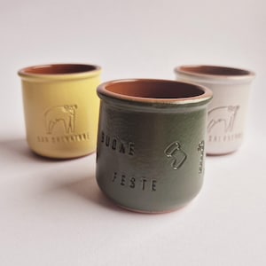 San Salvatore Cermer Joghurtbecher aus Terrakotta, italienische Keramiktassen, Pastellfarben, hübsche Sammlergläser, Mini-Pflanzgefäße