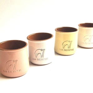 Set van 4 San Salvatore Cermer terracotta yoghurtbekers, Italiaanse keramische bekers, pastelkleuren, schattige verzamelpotten, miniplantenbakken