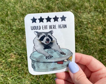 Etiqueta engomada divertida del mapache, etiqueta engomada del vinilo de la panda de la basura, etiqueta de la botella de agua, etiqueta del coche, etiqueta engomada linda del animal