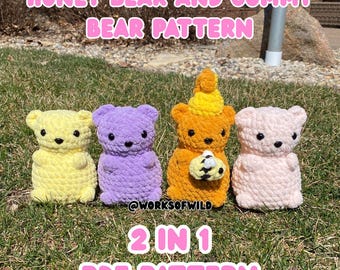 Honey Bear and Gummy Bear Crochet Pattern, Amigurumi, Stuffed Bear Plushie, Cute Gummy Bear, Bee Toy, DIY Gift Idea