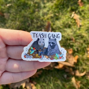 MINI STICKER! Opossum Raccoon Sticker, Cute Animal Decal, Funny Trash Panda Design, Water Bottle Gift Sticker