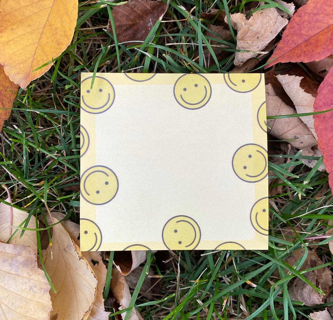 Smiley Face Sticky Notepad Yellow Sticky Notes Fun Etsy