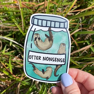 Funny Otter Sticker, Cute Sea Otter Decal, Vinyl Sticker, Laptop Decal, Water Bottle Sticker, Gift for Animal Lovers