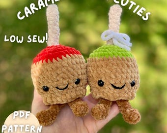 Patrón de manzana acaramelada de crochet, manzana acaramelada, peluche amigurumi, decoración de otoño, regalo de Halloween, peluche
