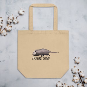 Cute Opossum Tote Bag, Funny Gift, Animal Lover, Reusable Shopping Bag