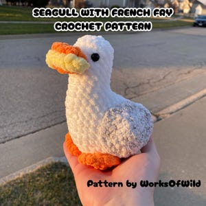 Seagull with French Fry Crochet Pattern, Amigurumi Seagull Crochet Pattern, DIY Cute Seagull, Crochet Gift, Craft Pattern