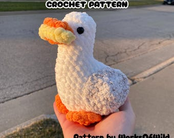 Seagull with French Fry Crochet Pattern, Amigurumi Seagull Crochet Pattern, DIY Cute Seagull, Crochet Gift, Craft Pattern