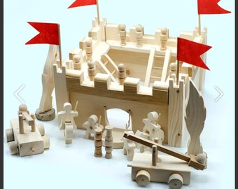 Castle, Handmade, Wooden Toys ,Toys, Wooden Castle, Montessori Toys, Gift, Natural,Disassembled Toys